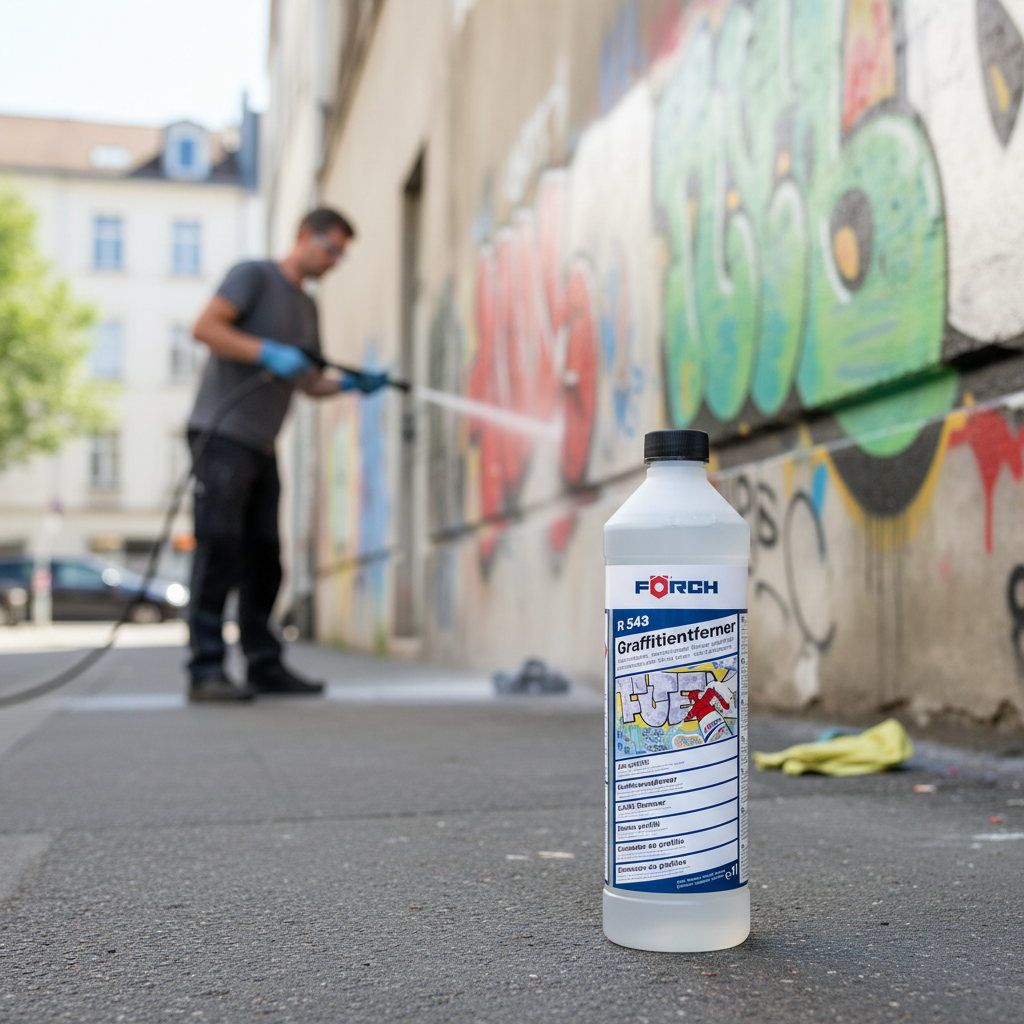 Odstraňování graffiti z fasády pomocí přípravku Förch R543